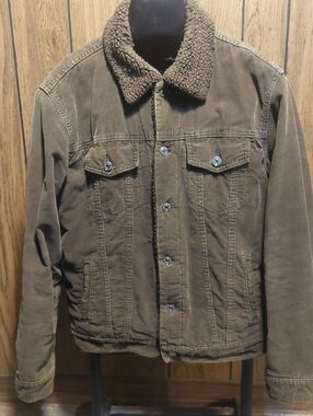 Brown Sherpa-Collar Men’s Jacket The Gap Vintage Y2K Medium Lined
